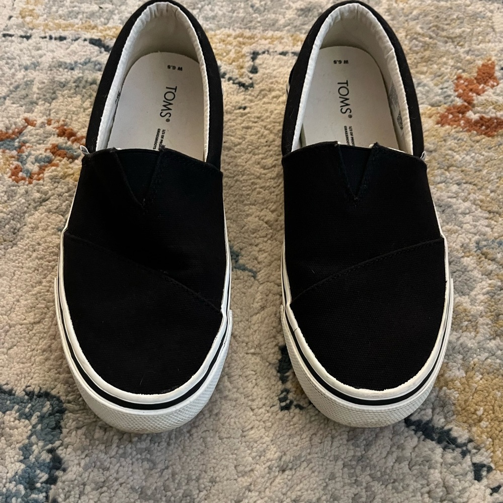 Toms Black Sneakers with Slip-On Design and Textured Upper